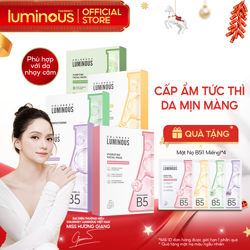   Cấp Ẩm Làm Sáng Da  Combo 3 Hộp Mặt Nạ Giấy COLORKEY LUMINOUS Facial Mask 30 miếng 