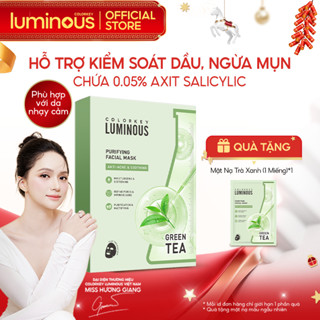  Mặt Nạ Trà Xanh 1 Hộp 10 Miếng Mặt Nạ Giấy COLORKEY LUMINOUS BHA Hỗ Trợ Giảm Dầu Mụn 25ml miếng 