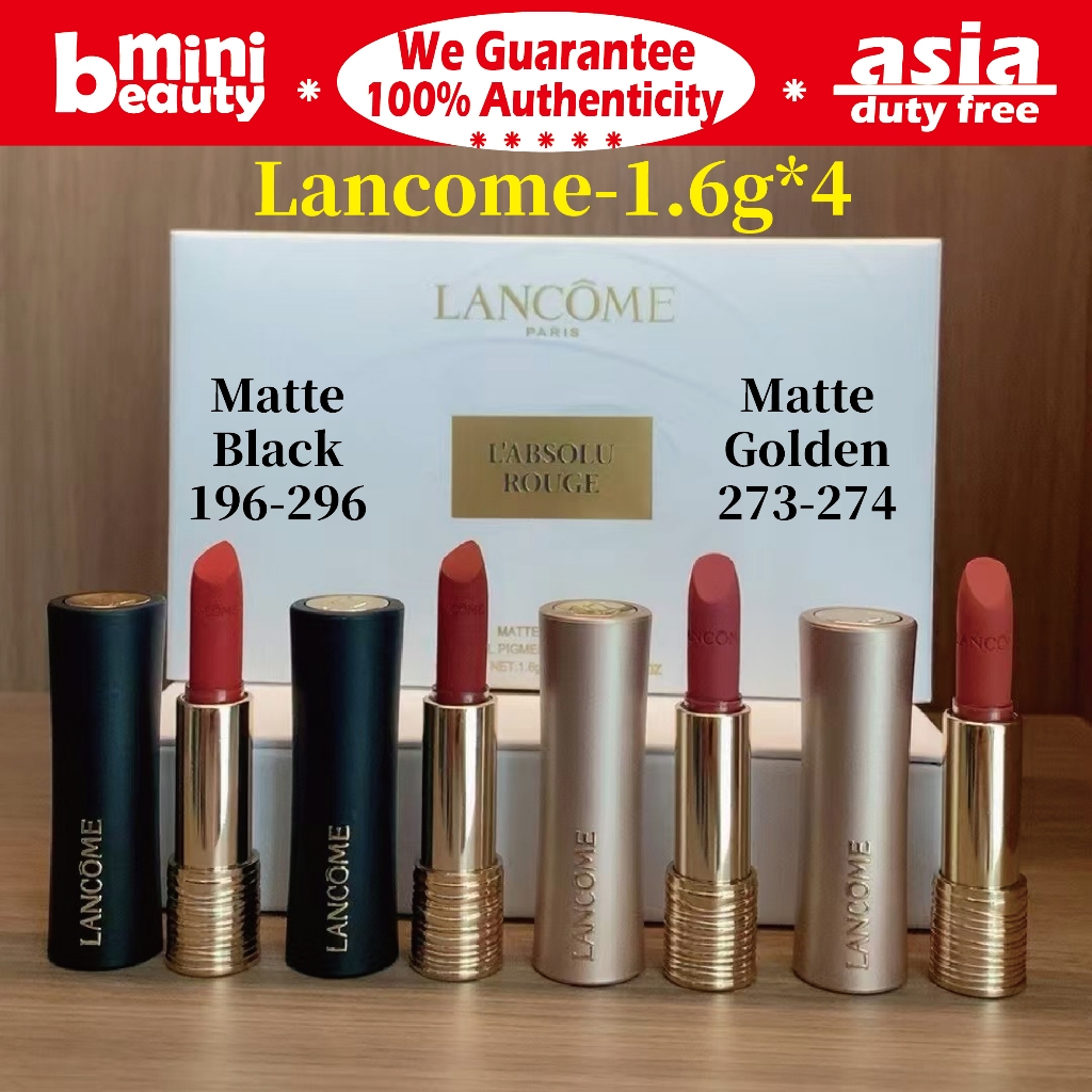 Son môi mờ eo mỏng Lancome 4 chiếc 1.6g - 273 / 274 / 196 / 296, Thân thiện với làn da màu vàng, Quà