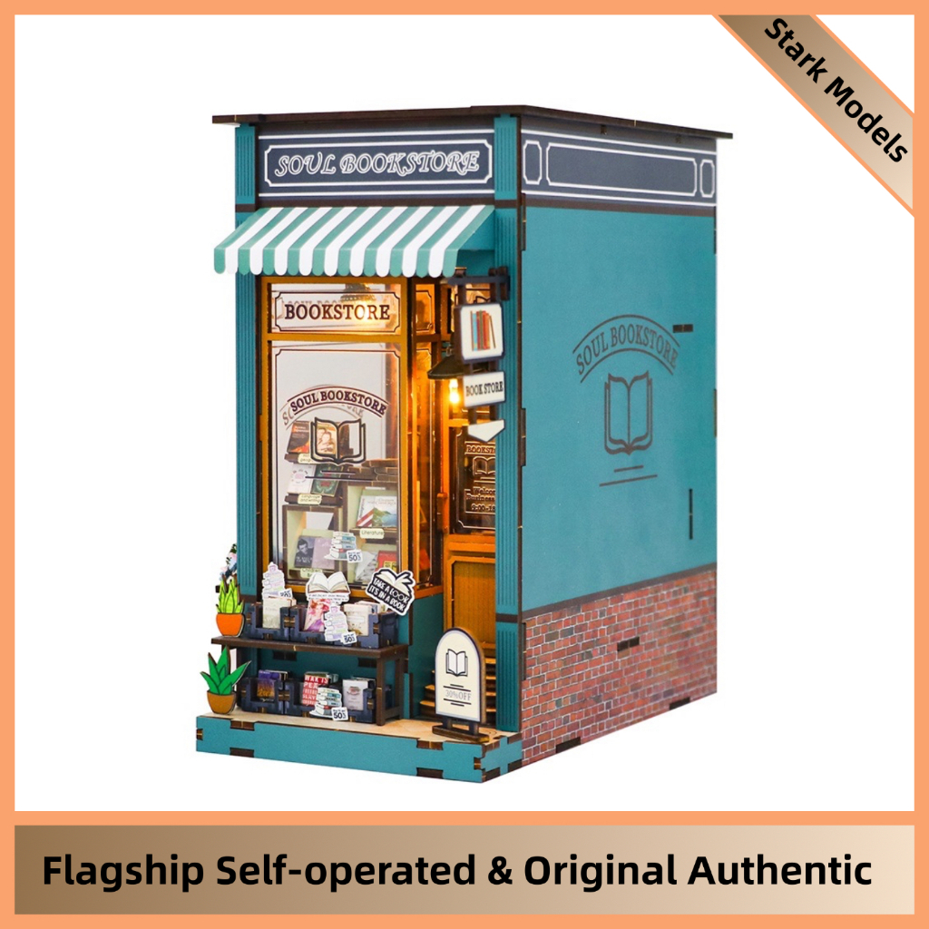 DIY Soul Bookstore Mô hình cảnh thu nhỏ được ghép tay Bookend Trang trí Đồ chơi xếp hình 3D sáng tạo