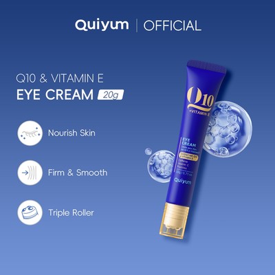 Kem dưỡng mắt ba con lăn QUIYUM Q10 & Vitamin E với Caffeine + Vitamin C + Peptide | Làm săn chắc, làm mịn & làm mát | Dành cho mọi loại da