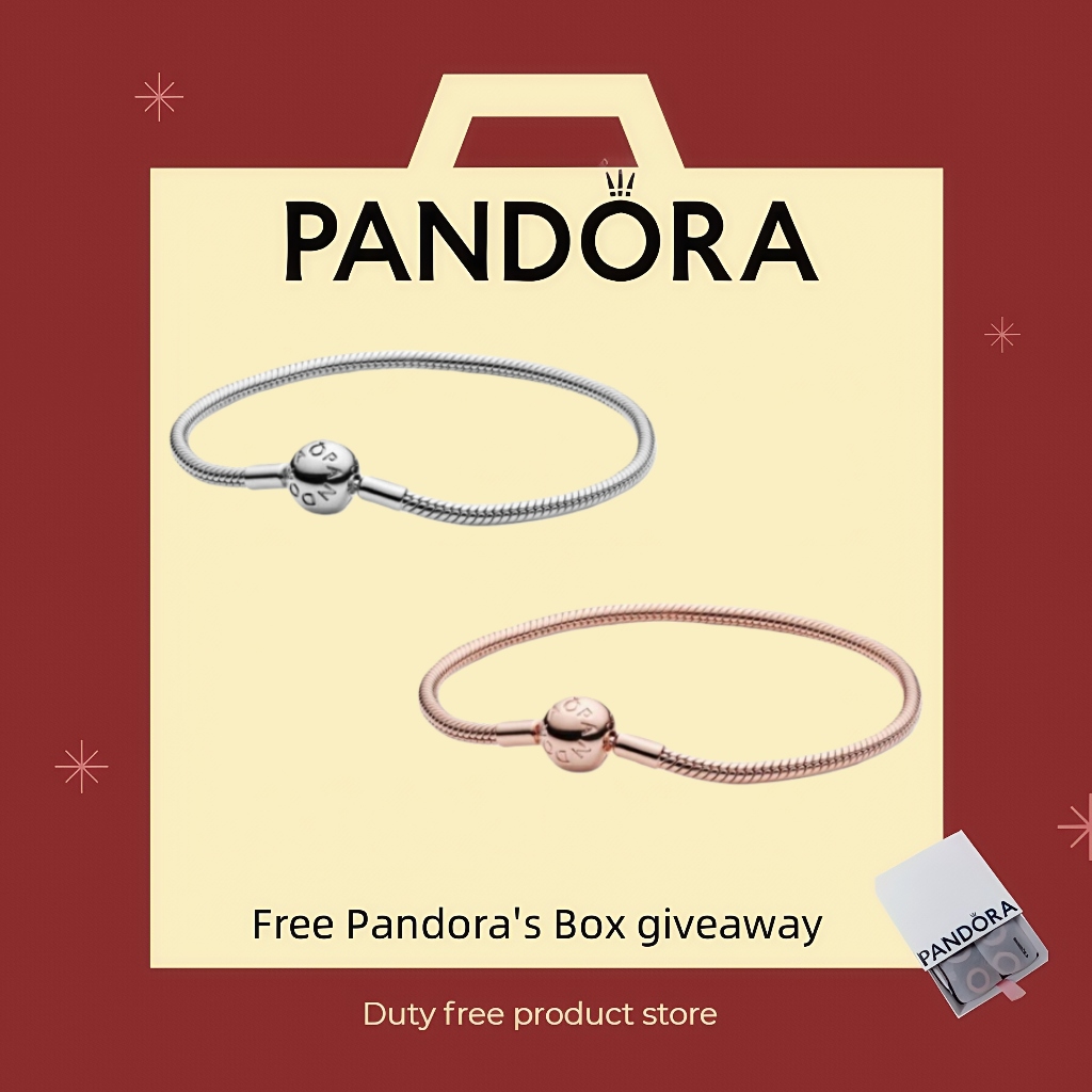 Pandora 100% 925 Bạc Trang Sức Tinh Tế Cặp Đôi Bộ Pandora Moments Rắn Dây Chuyền Vòng Tay 590728