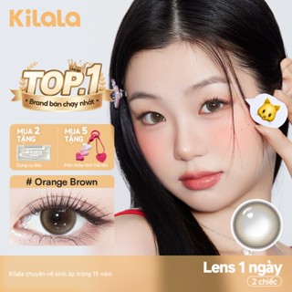  Kính áp tròng Kilala màu nâu Orange Brown DIA 14.2mm và màu xám Felinae Grey DIA 14.5mm lens cận 1 ngày có độ  0-8  2 chiếc 