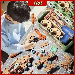 172 Chiếc Hộp Dụng Cụ Đồ Chơi Khoan DIY Gỗ Lắp Ráp Kỹ Sư Mô Phỏng Giả Vờ Chơi Cho Trẻ Em Quà Tặng Giáng Sinh