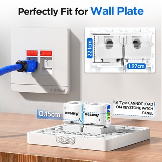 AMPCOM CAT6 Punch Down Keystone Jack, RJ45 Modular Coupler Module Wall Plug Connector Adapter với Chất liệu Không Halogen, Khói Thấp.