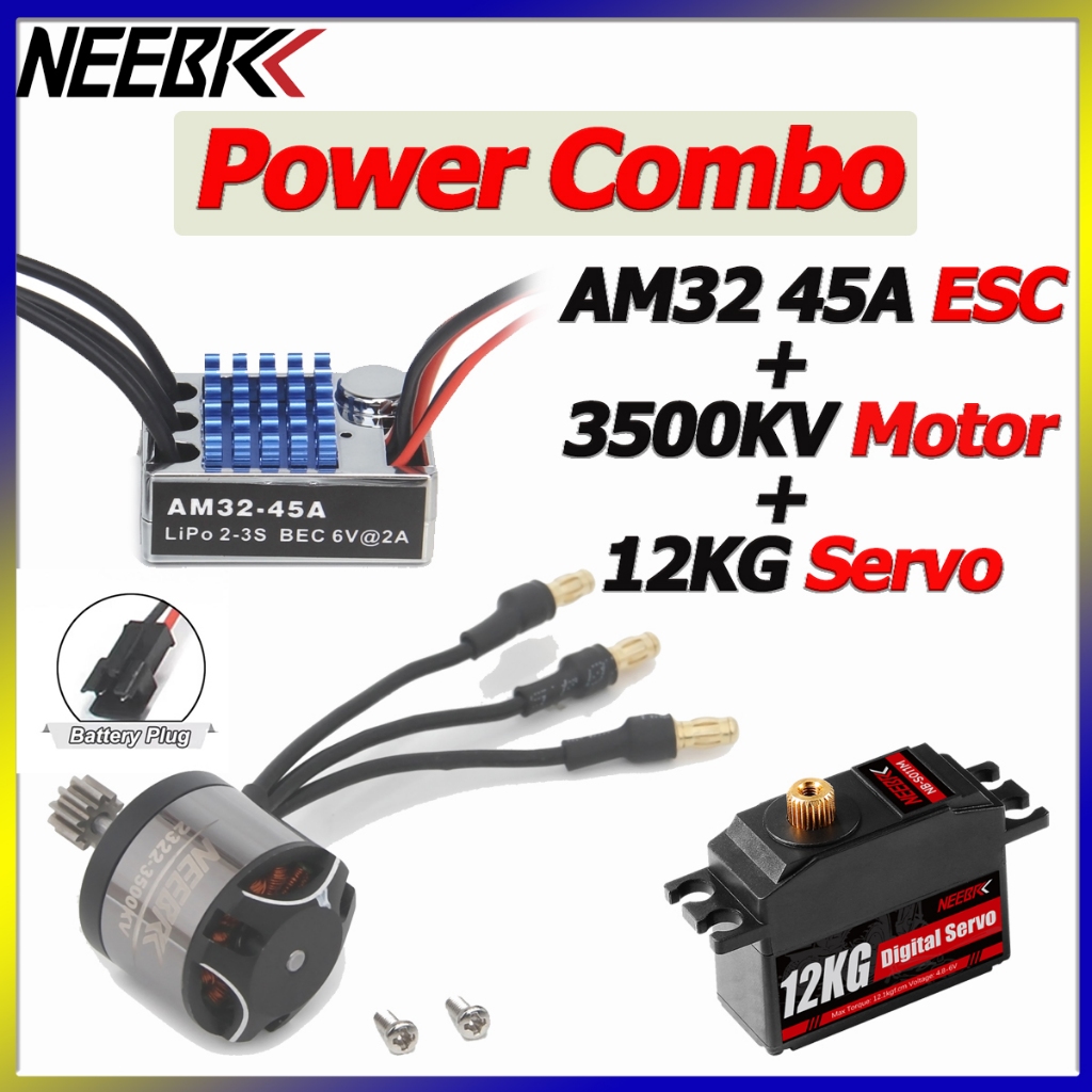 2322 3500KV Động cơ Outrunner không chổi than AM32 45A ESC 12KG Servo chống nước cho xe bánh xích RC