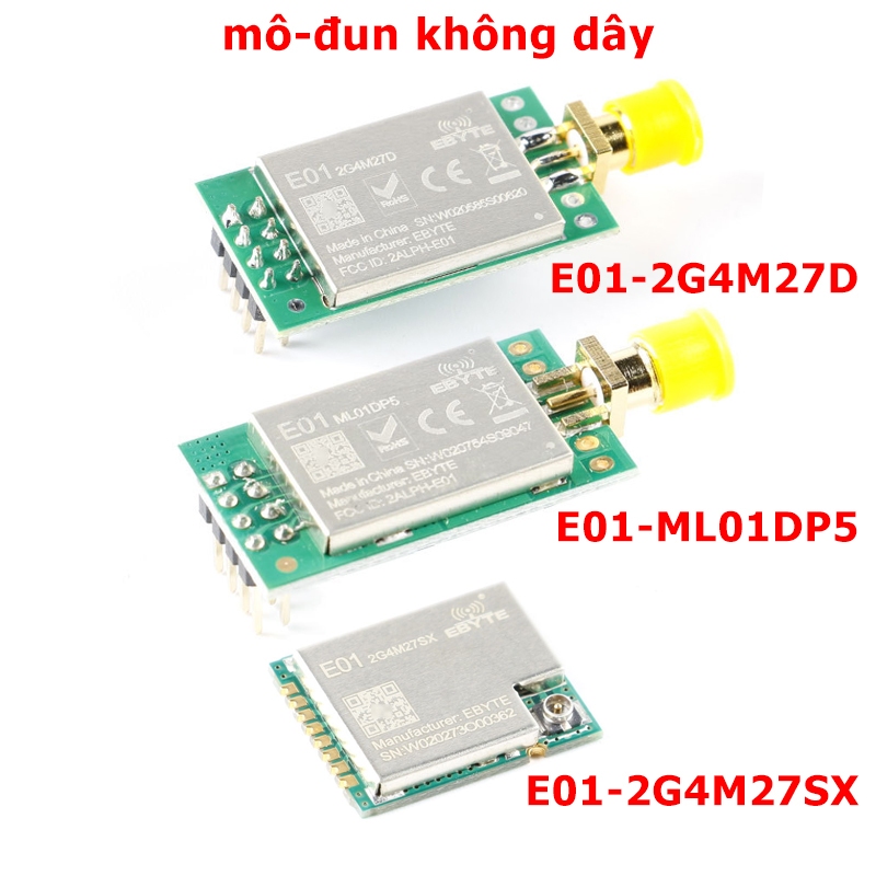 2 Cái / 1 Cái E01-2G4M27D E01-ML01DP5 E01-2G4M27SX ebyte nRF24L01P nRF24L01 PA LNA Tầm Xa 2.4GHz SPI