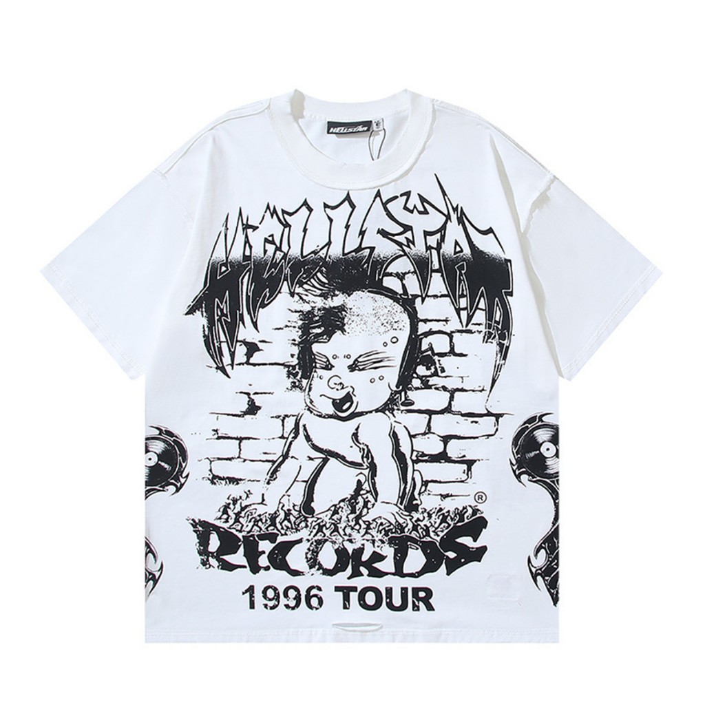 Hellstar Rách Áo nam Dạo Phố In Hình Hiphop Áo Thun Cotton
