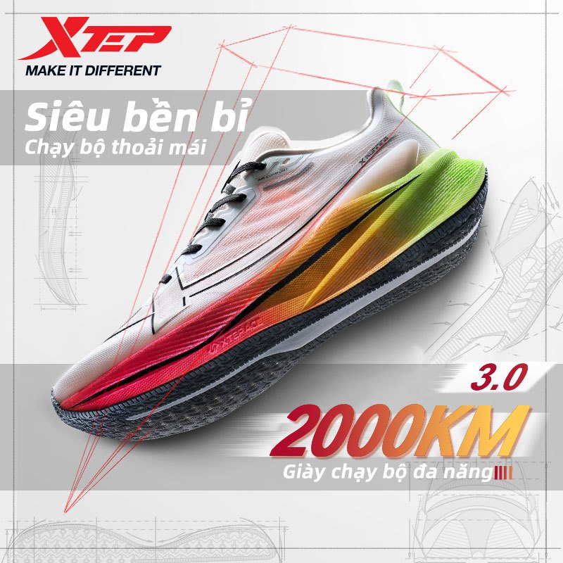 【XTEP】2000KM 3.0 | Phiên bản màu giới hạn - Vua của độ bền - Giày chạy bộ Unisex dành cho marathon v
