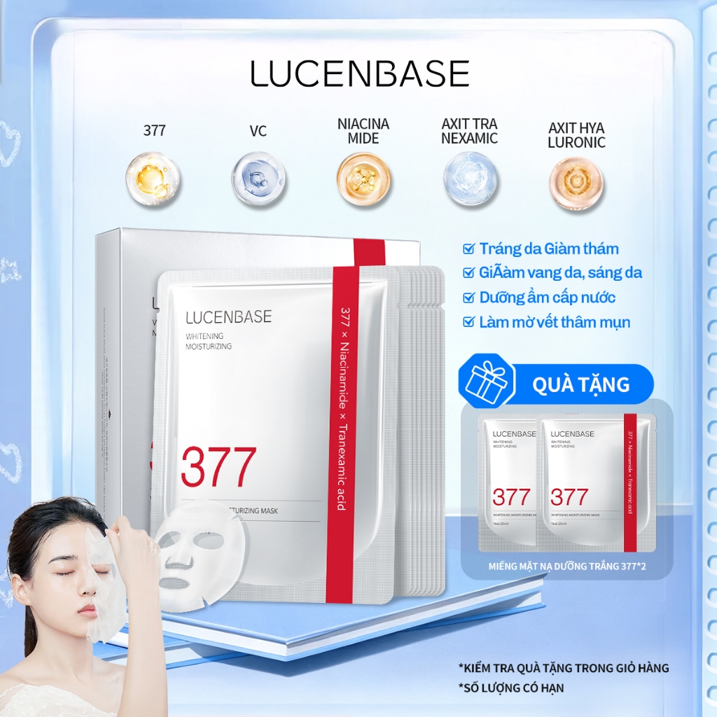 LUCENBASE 377 – 1 Hộp (10 Miếng +2 Miếng Tặng) – Làm Sáng Da & Dưỡng Ẩm