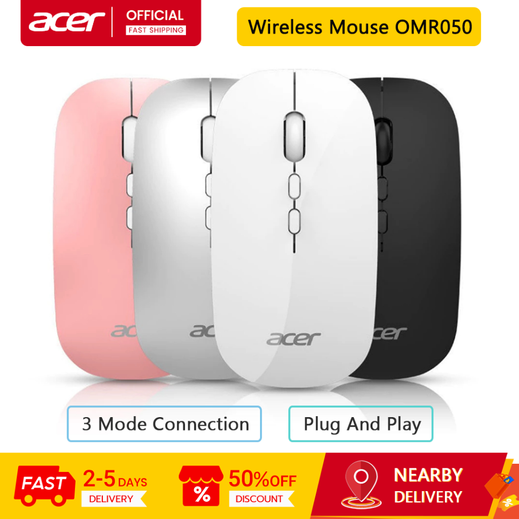 Chuột Bluetooth Không Dây Acer OMR050 2.4GHz / Bluetooth 3.0 / 5.0 Cho Win 7 / 8 / 10 Android Và iOS