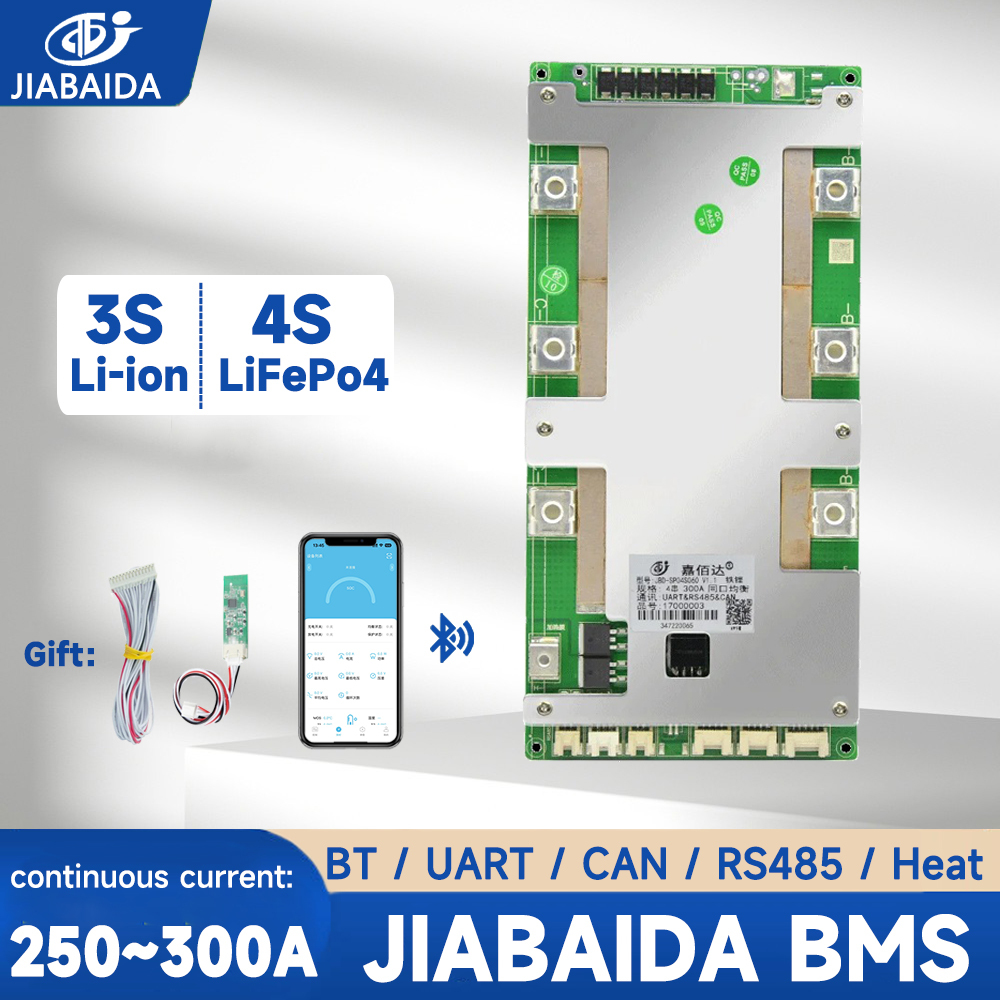 JBD BMS 4S 250A 300A LiFePo4 Pin Li-ion Cân Bằng Hoạt Động BT RS485 CAN Dòng Nhiệt JBD BMS