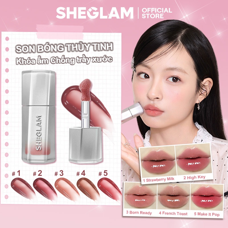Son Bóng Thủy Tinh SHEGLAM Khóa ẩm Dưỡng ẩm Chống trầy xước Trang điểm môi | BigBuy360 - bigbuy360.vn
