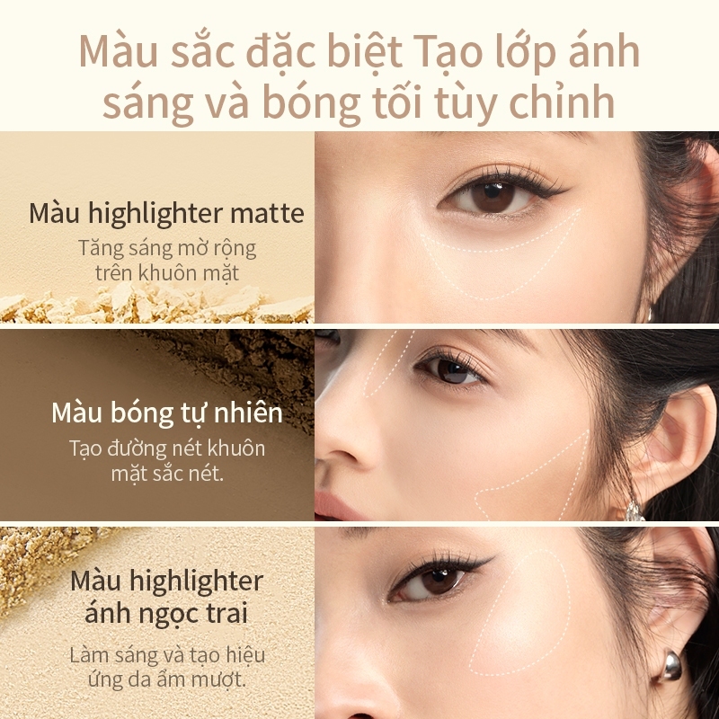 Bảng tạo khối Mooekiss 3 màu phiên bản 9g, tích hợp contour và highlight tiện dụng | BigBuy360 - bigbuy360.vn