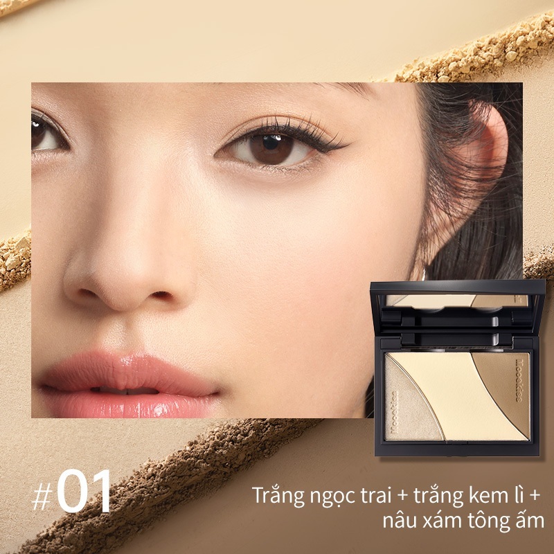 Bảng tạo khối Mooekiss 3 màu phiên bản 9g, tích hợp contour và highlight tiện dụng | BigBuy360 - bigbuy360.vn