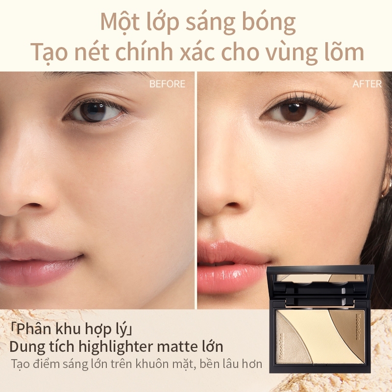 Bảng tạo khối Mooekiss 3 màu phiên bản 9g, tích hợp contour và highlight tiện dụng | BigBuy360 - bigbuy360.vn