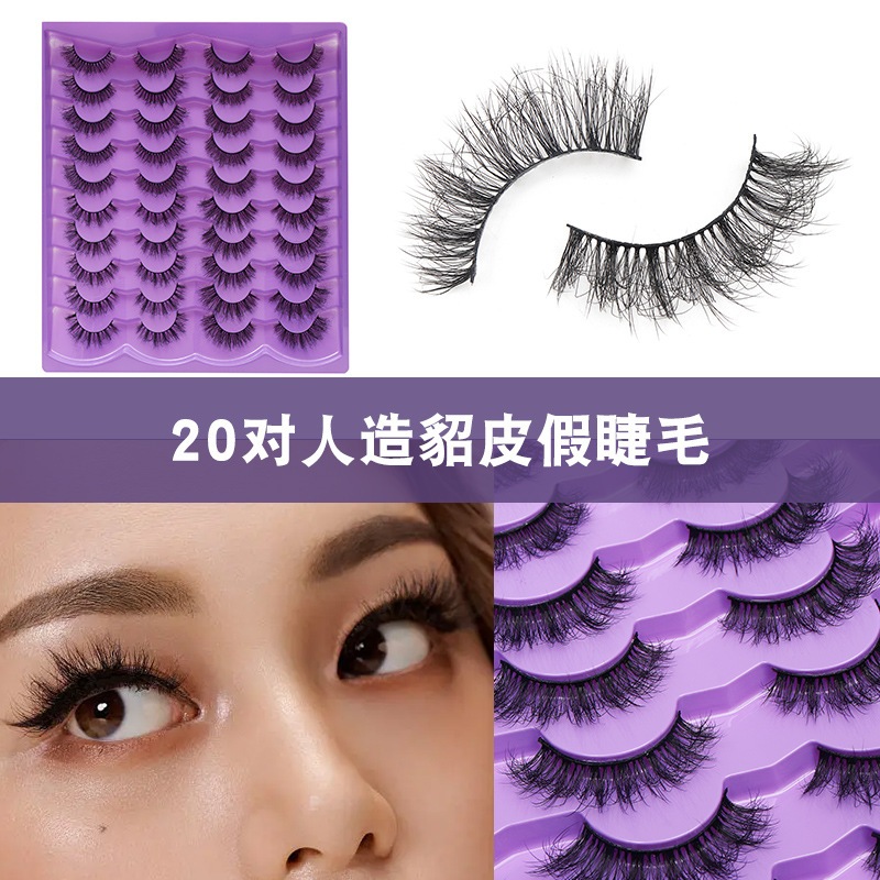 20 Cặp Crisscross Lông Tơ Giả Chồn Lông Mi C Uốn Tóc Tự Nhiên Lông Mi Giả Mở Rộng Hàng Ngày