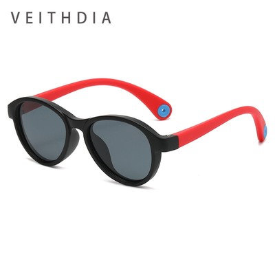 VEITHDIA Kính râm phân cực silicon dễ thương thời trang dành cho trẻ em Kính râm trẻ em Kính râm gọng lớn hợp thời trang DM83051