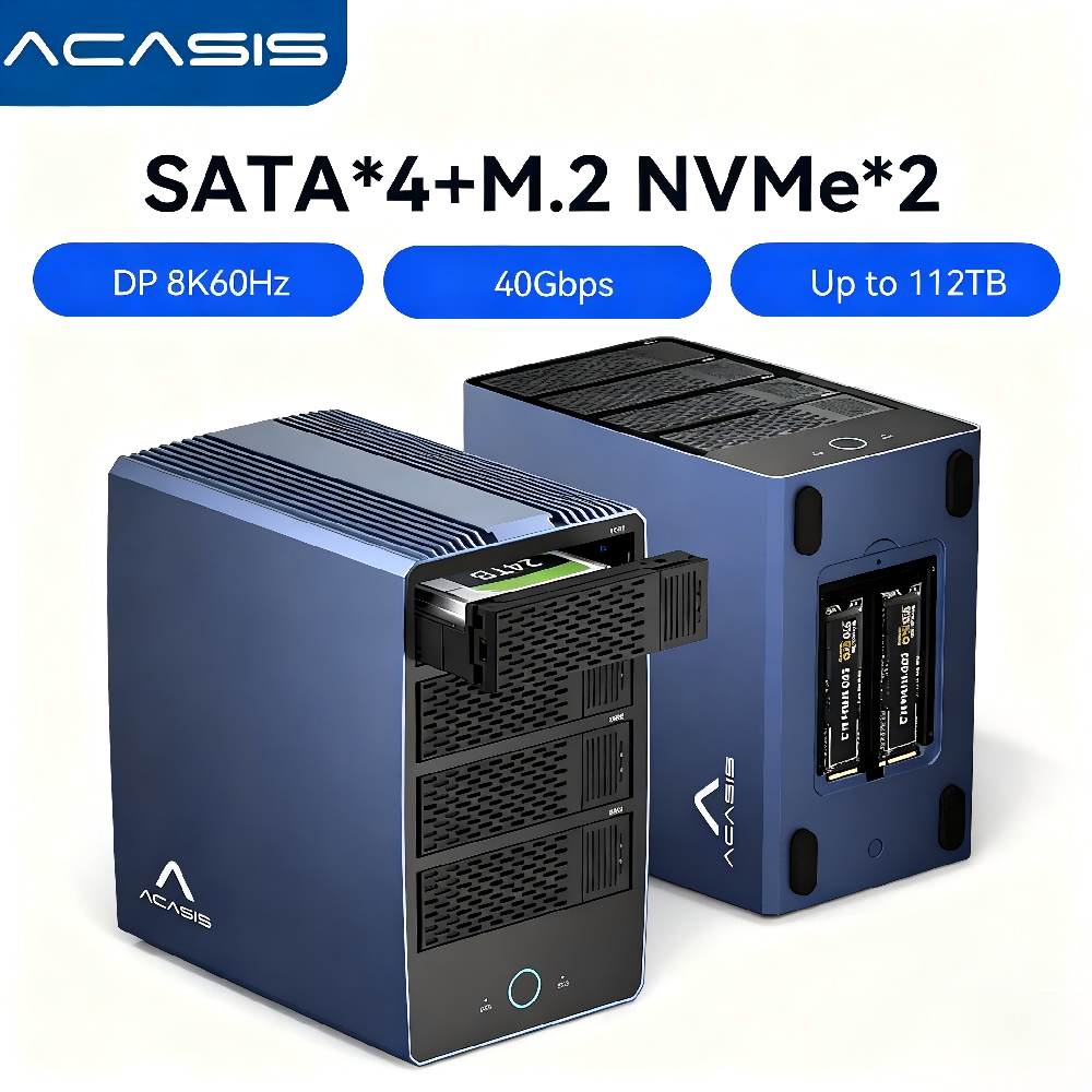 Hộp mảng đĩa lai ACASIS 4-Bay Raid / tủ mảng / hộp đĩa cứng (2 HDD + 2 SSD M.2) Với hộp số 40Gbps. T