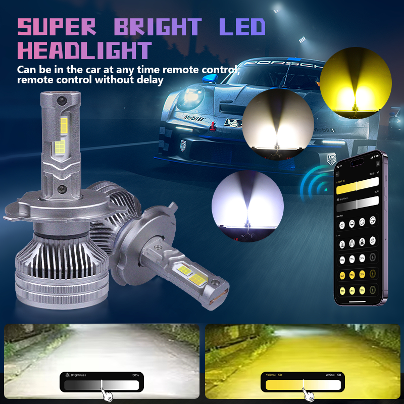 Đèn pha biến thiên APP 95W H7 H4 9005 Đèn LED ô tô 9006 D2S Đèn xe / xe máy thông minh