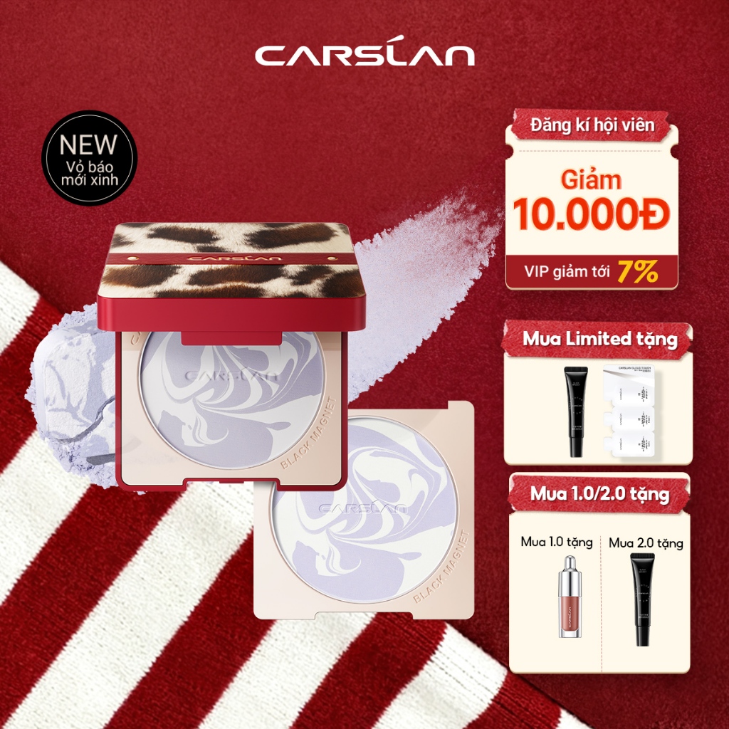 Phấn Nén kiềm dầu Carslan Soft Mist 24h Phấn Phủ trang điểm Mềm Mại Lâu Trôi 8g
