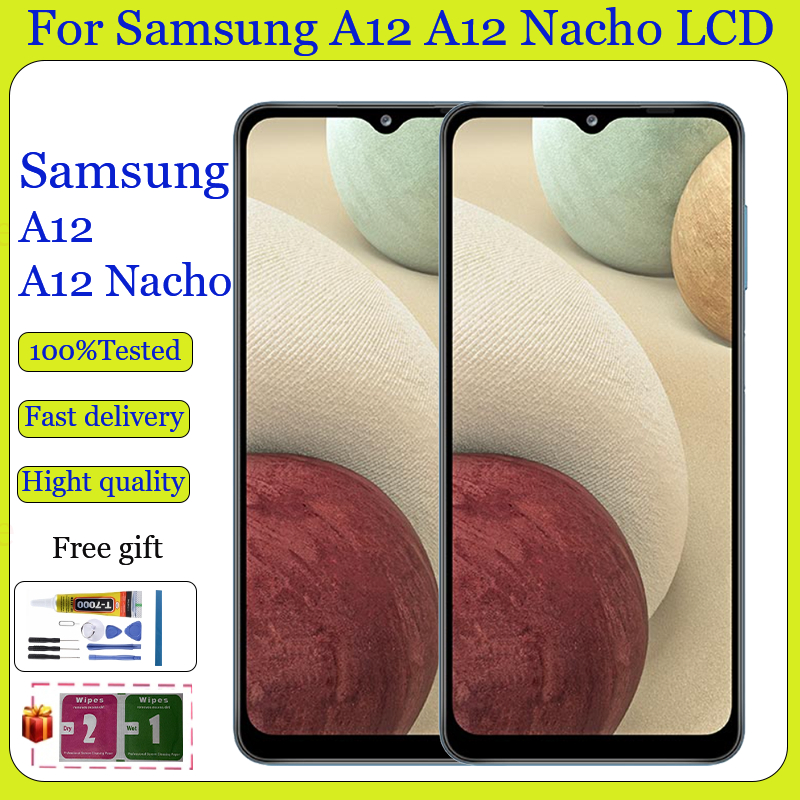 Chính Hãng Cho Samsung Galaxy A12 A12 Nacho Màn Hình Cảm Ứng LCD Thay Thế