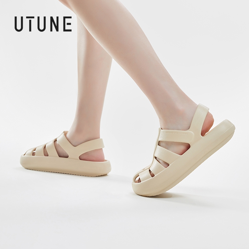 UTUNE dép sandal nữ La Mã đế dày 4cm EVA chống nước chống trượt mũi kín đế mềm êm chân thoáng khí đi