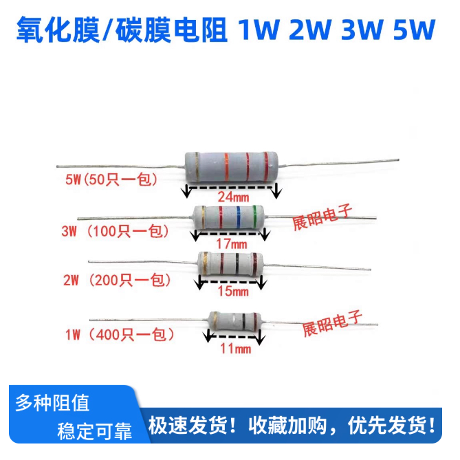 5 Điện Trở Phim 3W 5W 9.1K 1M 9.1K 10K 12K 13K 15K 16K 18K 20K 22K 24K 27K 30K 33K 36K 39K 43K 47K 5