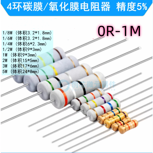 50-100 CÁI Điện trở màng Carbon 1/4W 1/2W 9.1K-1M 10K 12K 13K 15K 16K 18K 20K 22K 24K 27K 30K 33K 36