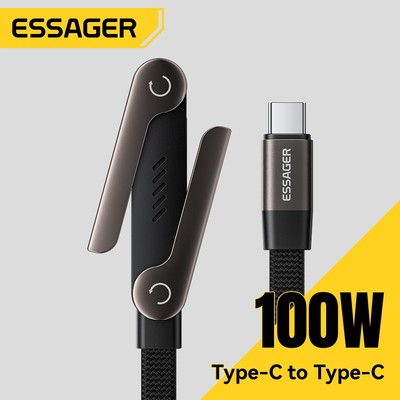 Essager Type C sang Type C 100W Sạc điện thoại + Ngang hoặc Dọc Cáp dữ liệu đứng 20V / 5A