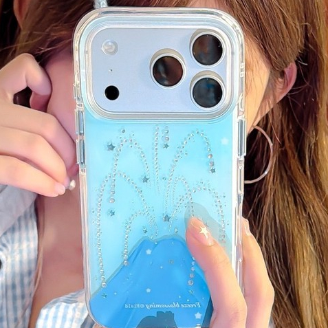 Ốp lưng IPhone16 / 17 / 15 / 14 / 13 Fun Núi lửa phun trào Kim cương Star Chain&-&*