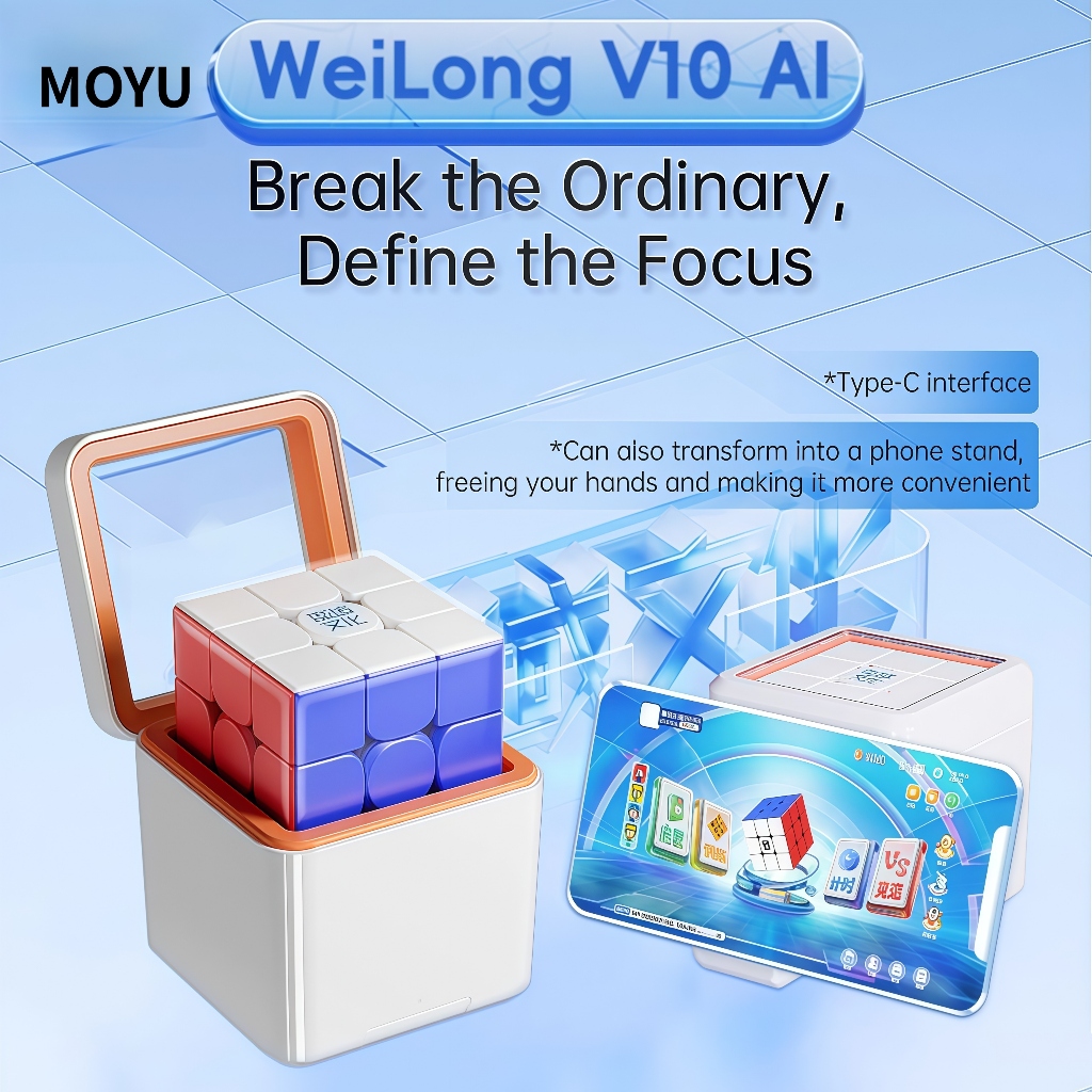 MOYU WeiLong V11 AI 3x3 Khối lập phương thông minh Maglev Ball-Core UV Cube Speed Cube Đồ chơi xếp h