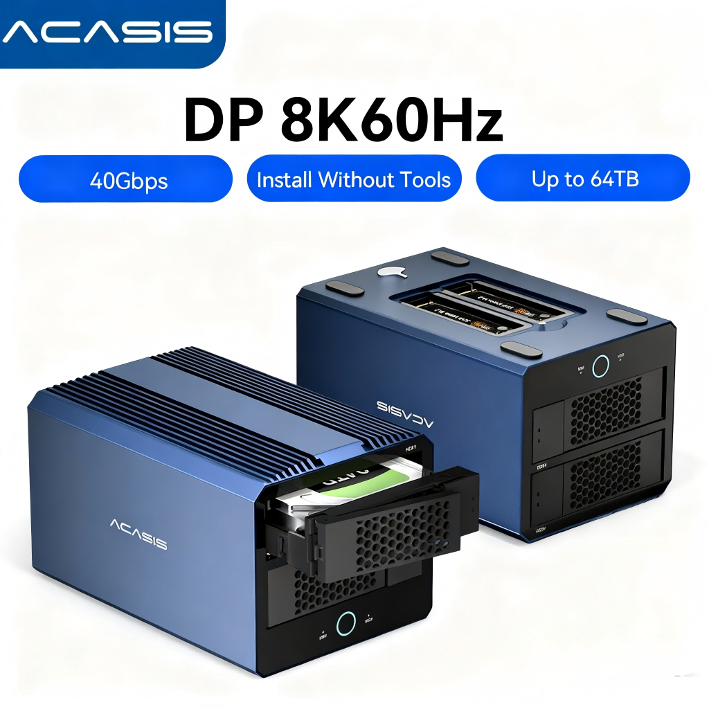 Acasis 40Gbps 4-Bay Hybrid HDD NVMe Enclosure (2 HDD + 2 SSD) Hỗ trợ RAID