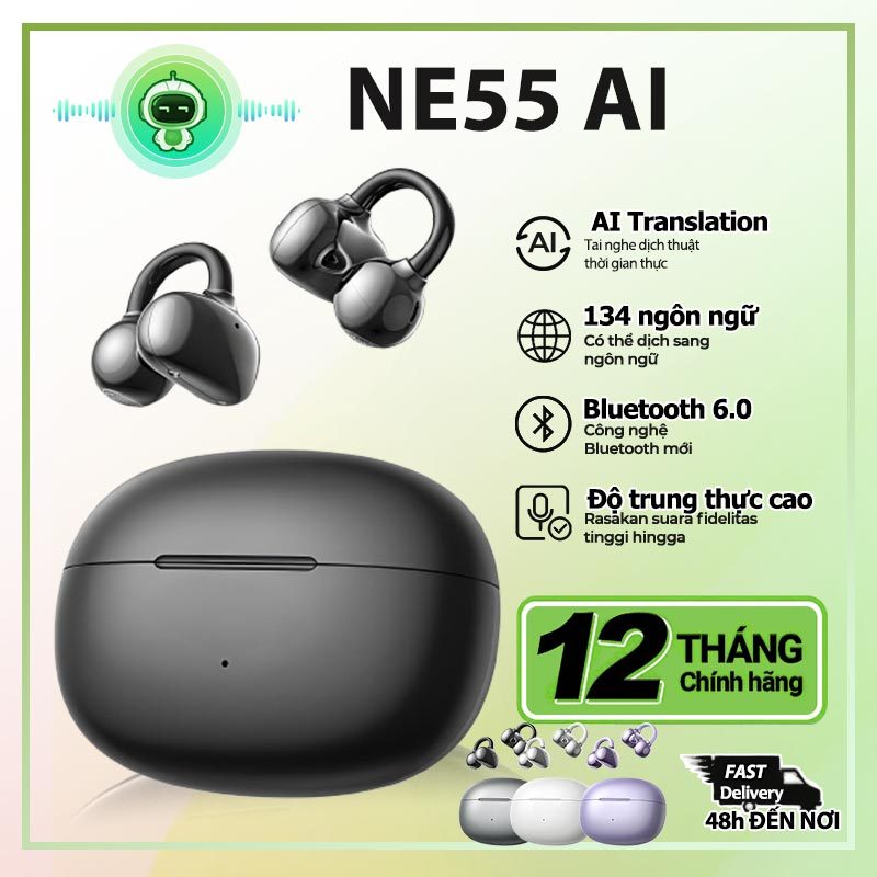 NE55 Tai nghe dịch bluetooth 6.0 Chế độ phụ đề trực tiếp kẹp tai HD truyền & Gọi khử tiếng ồn IPX4 có micrô | BigBuy360 - bigbuy360.vn