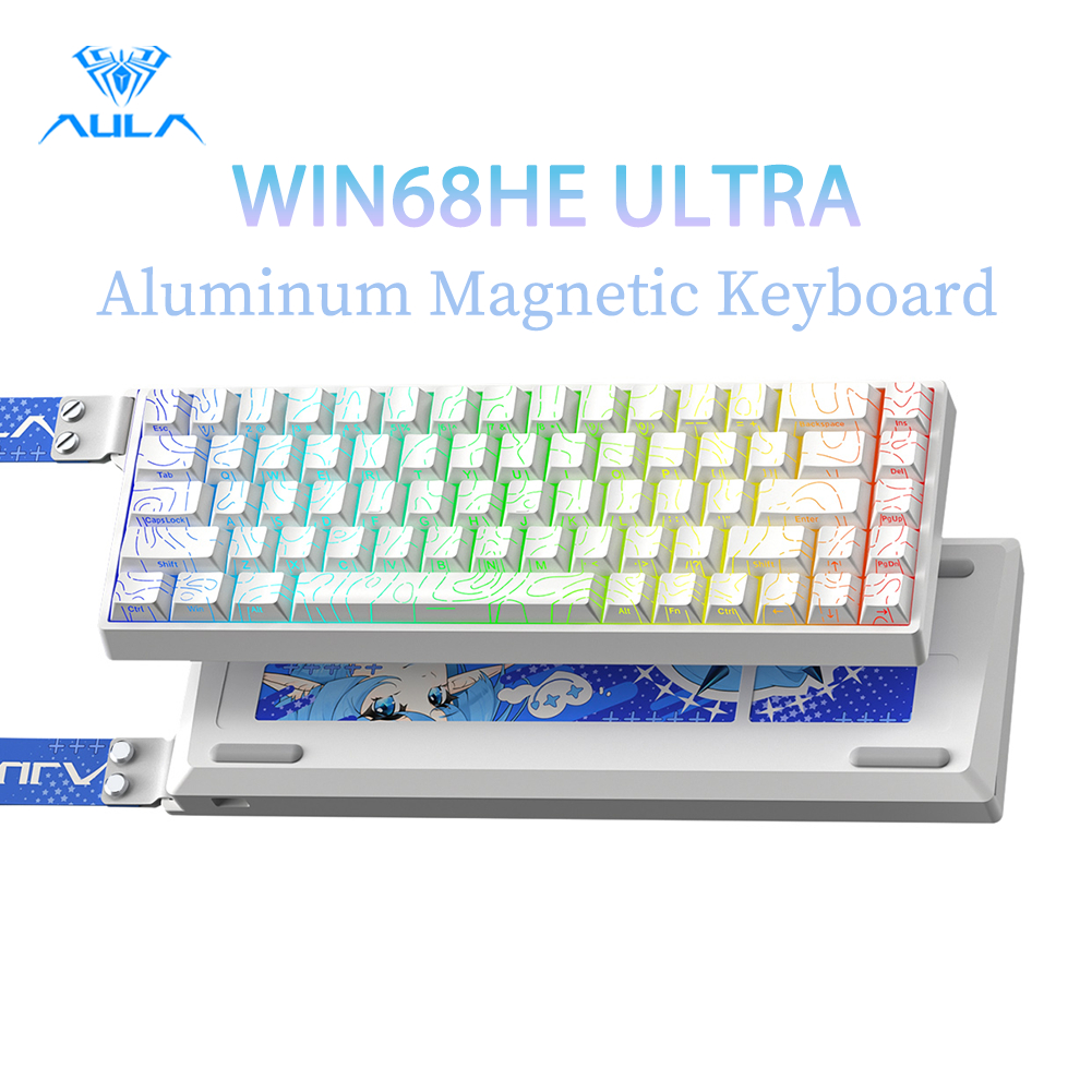 Bàn phím từ tính bằng nhôm AULA WIN68HE Ultra 68Keys RGB Có dây 8K RT Trò chơi thể thao Tùy chỉnh Bà