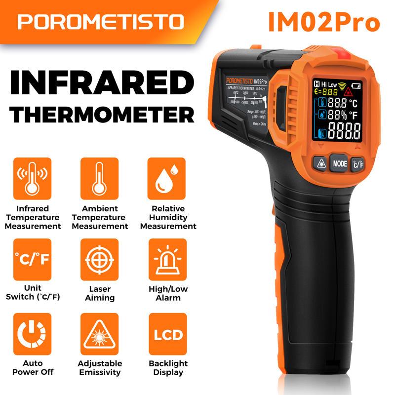 Nhiệt kế hồng ngoại POROMETISTO IM02 / IM02Pro -50-380°C / -50-800°Thước đo độ phát xạ có thể điều c