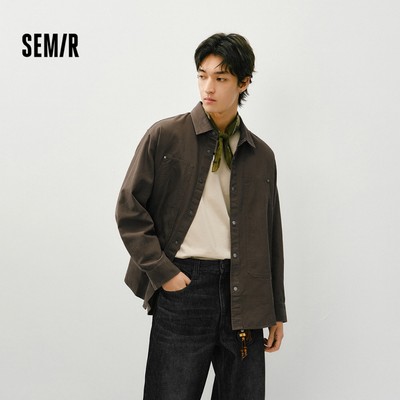 Semir Áo sơ mi nam mùa xuân màu sắc tươi sáng từ cotton với thiết kế tiện lợi có túi
