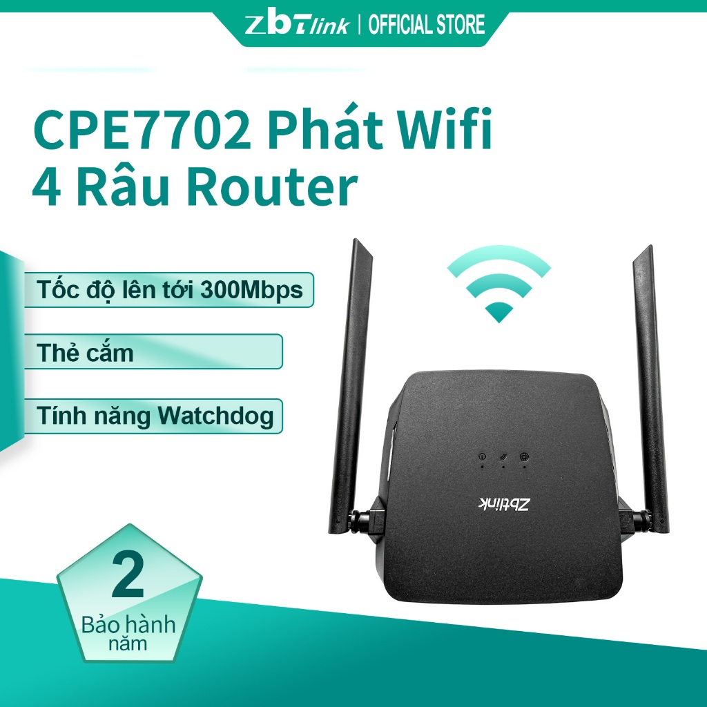 ZBTlink CPE7702 Cục Phát Wifi 4G Lắp Sim  300mbps 100m Lan Portsand Micro USB Cổng Wifi Modem Openli