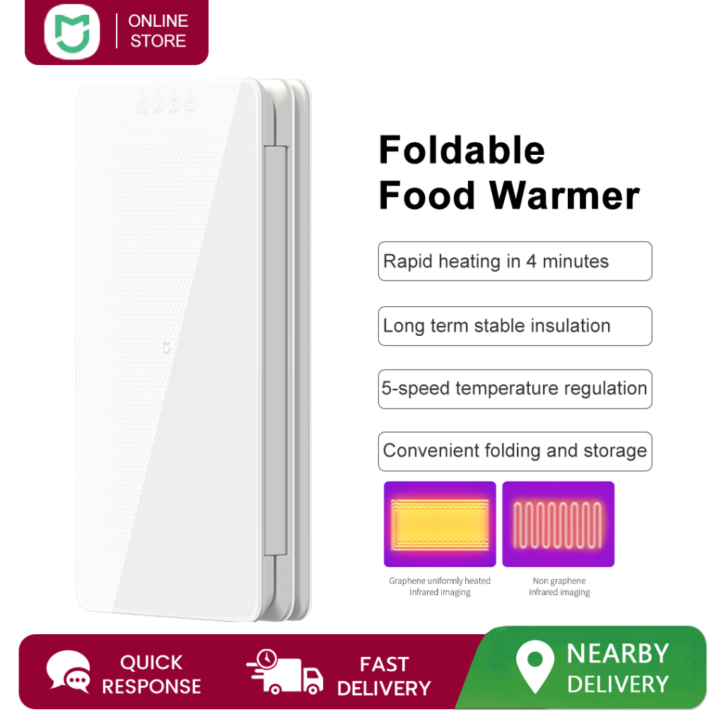 Đĩa hâm nóng thực phẩm có thể gập lại Mijia, tăng nhiệt 4 phút, kiểm soát 3 vùng, giữ ấm bữa ăn, tiện lợi cho bữa ăn gia đình