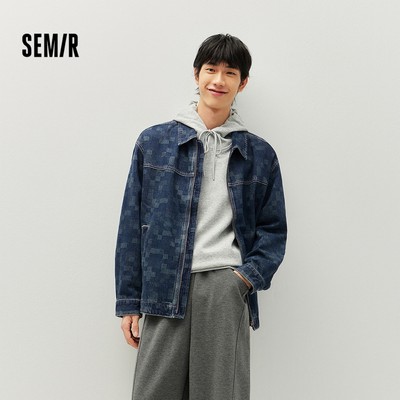 Semir Áo Khoác Denim Nam Xuân Vintage với Thiết kế Cổ Xoay