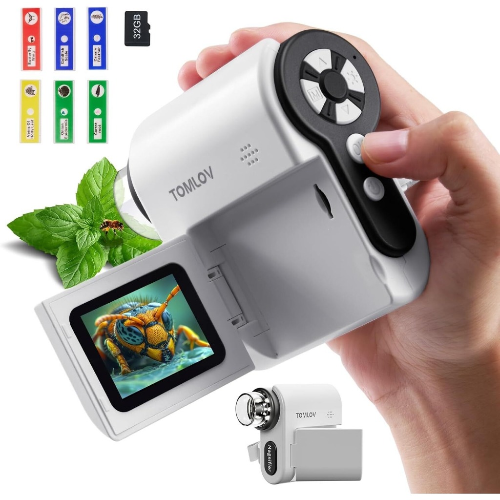 Kính hiển vi kỹ thuật số cầm tay TOMLOV P20, Kính hiển vi nhiều túi cho trẻ em, Kính hiển vi cầm tay