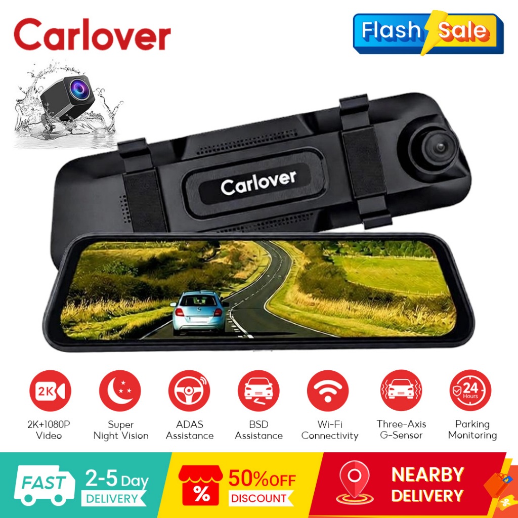 Carlover N6Pro WiFi Phát trực tuyến thông minh Dash Cam 2K + 1080P Video Super Night Vision ADAS + H