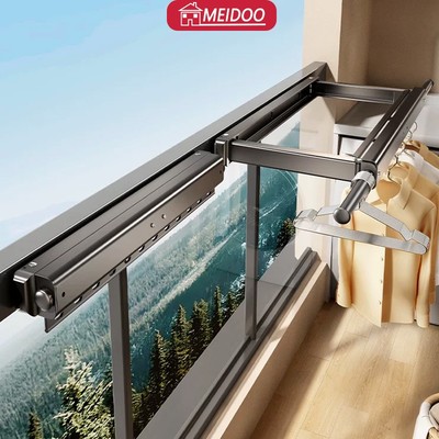 MEIDOO Có thể gập lại kéo dài quần áo phơi Rack Wall Mount Dễ dàng sử dụng