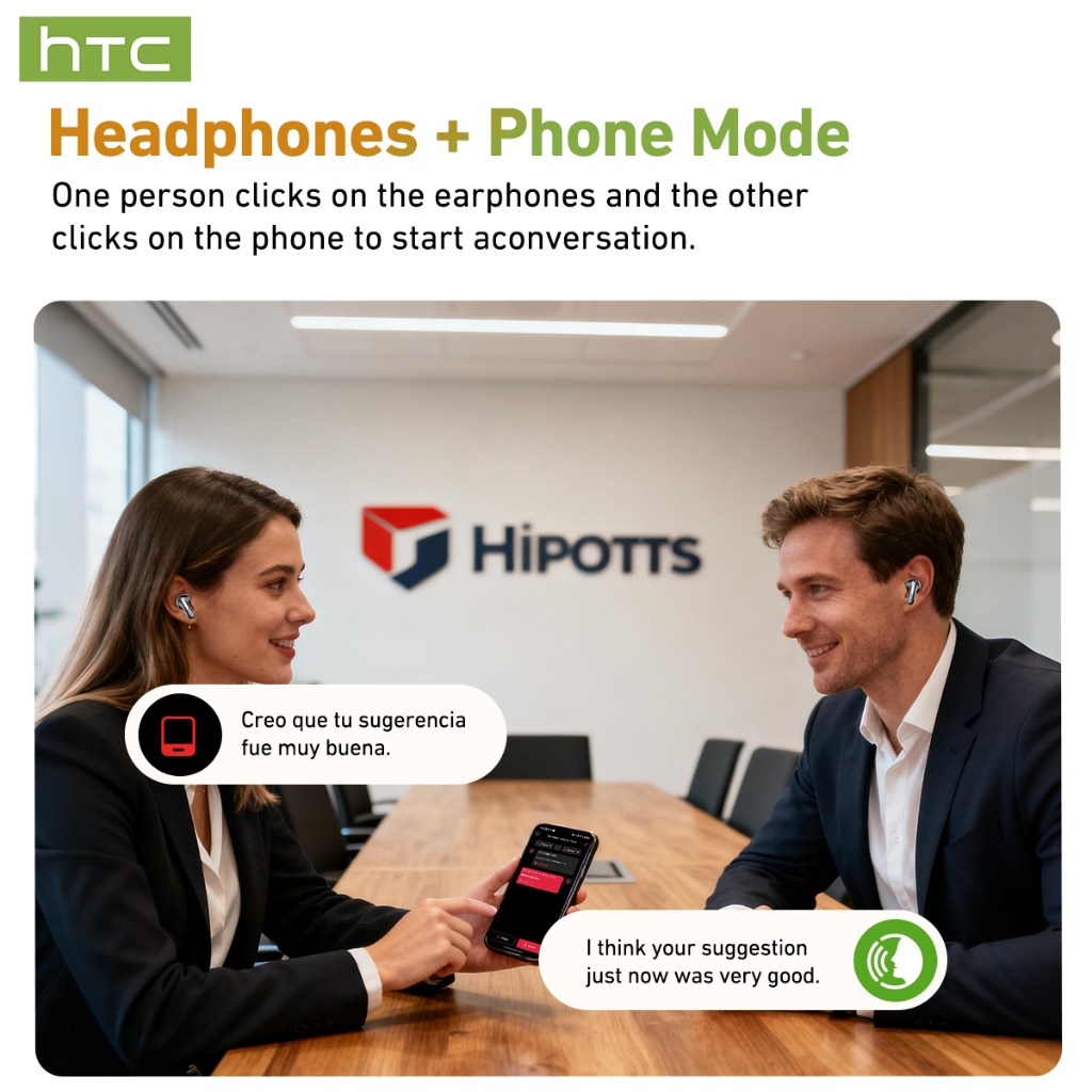 HTC NE48 AI Tai nghe dịch thuật Tai nghe Bluetooth kiểu trượt mới nhất V6.0 Màn hình cảm ứng đa chức năng Tai nghe không dây giảm tiếng ồn cuộc gọi | BigBuy360 - bigbuy360.vn