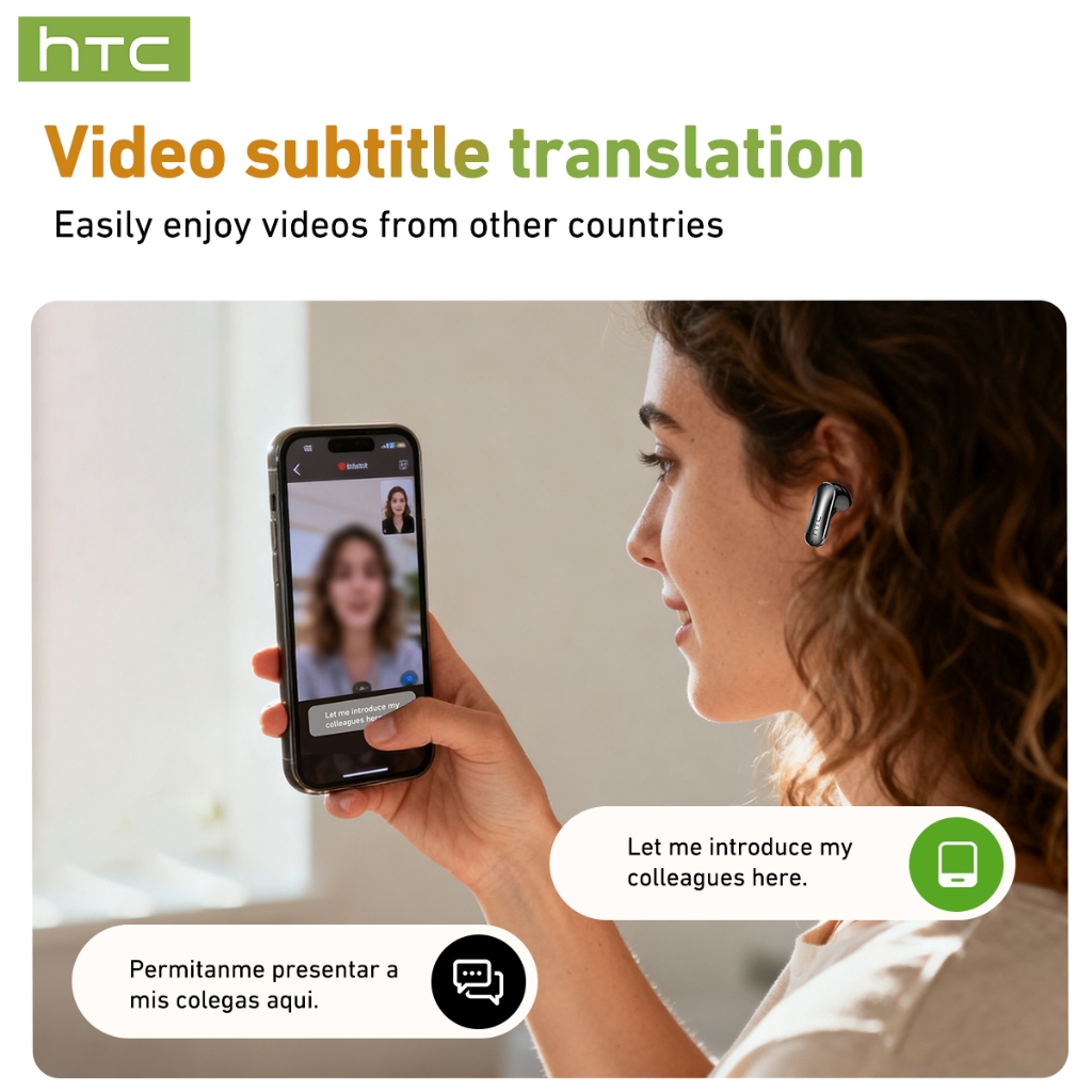 HTC NE48 AI Tai nghe dịch thuật Tai nghe Bluetooth kiểu trượt mới nhất V6.0 Màn hình cảm ứng đa chức năng Tai nghe không dây giảm tiếng ồn cuộc gọi | BigBuy360 - bigbuy360.vn