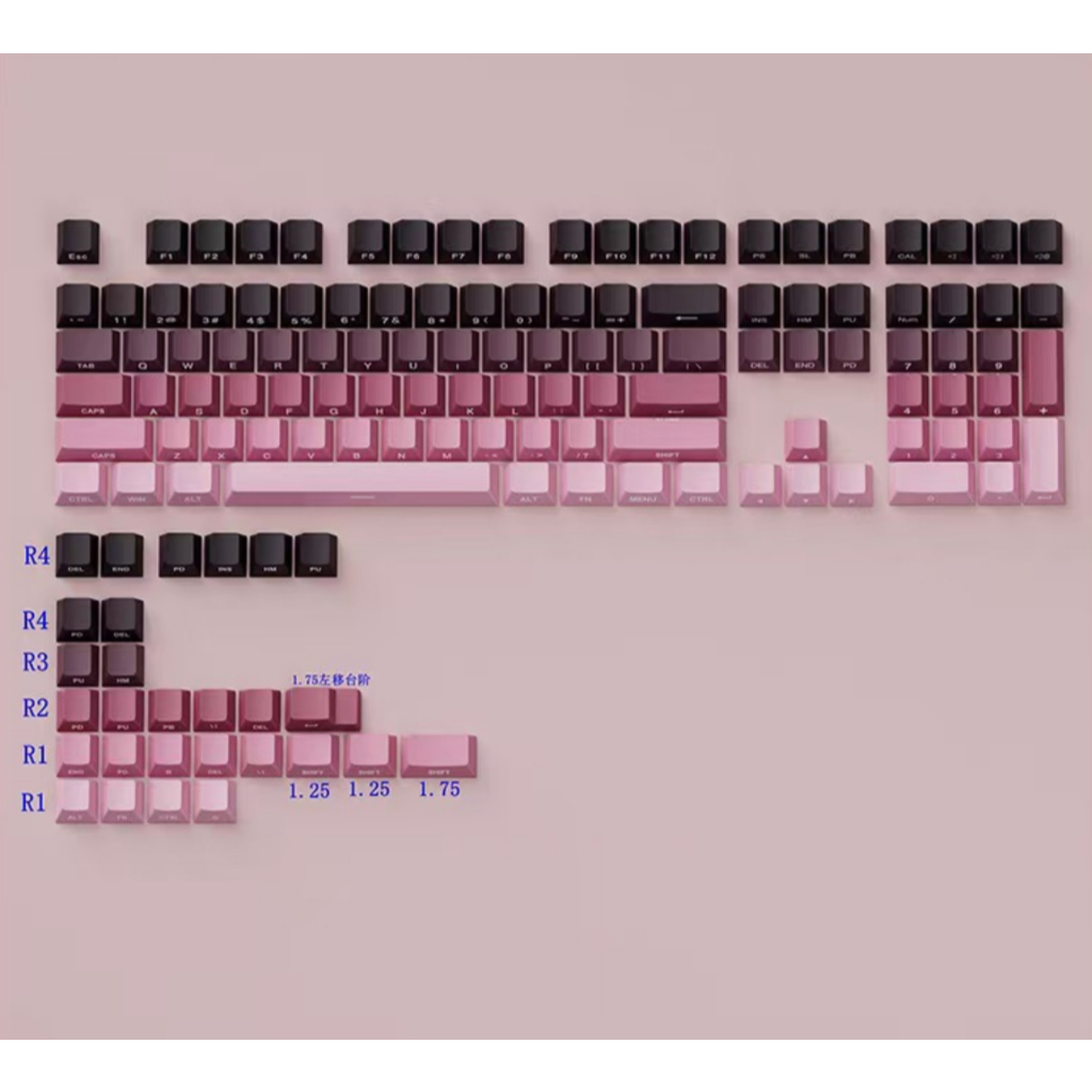 Hồ sơ OEM Keycaps PBT | Gradient Side Print Mờ | Keycaps bàn phím cơ tùy chỉnh