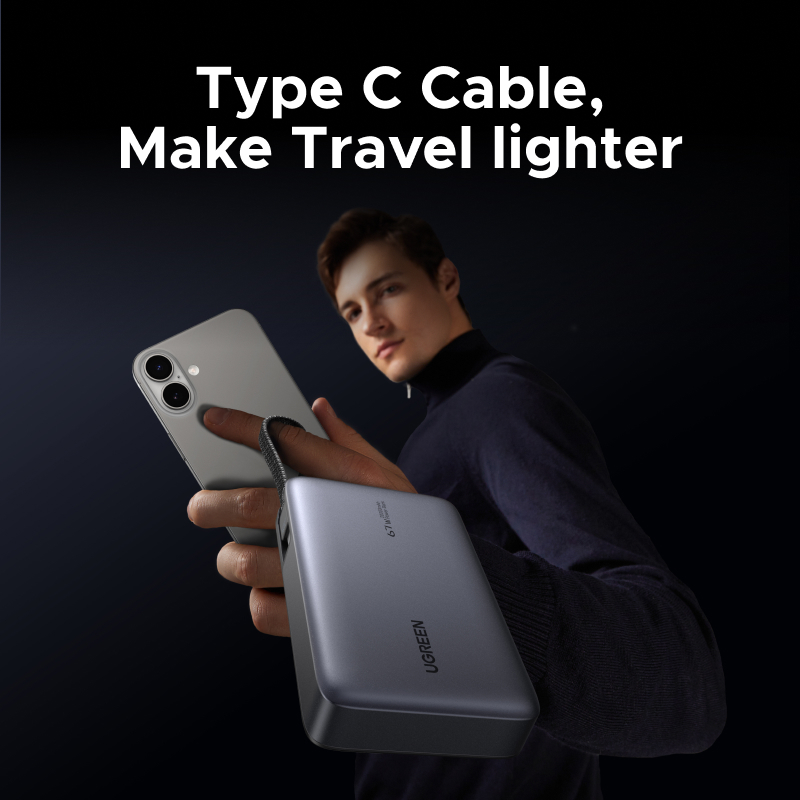 [Chứng nhận CCC] UGREEN 20000mAh 65W Cáp USB C tích hợp 3 cổng Sạc nhanh Powerbank Powerbank tương thích với iPhone 16/17 Pro Max | BigBuy360 - bigbuy360.vn