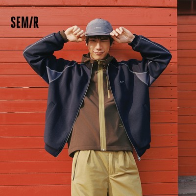 Áo khoác dệt kim Semir Unisex mùa xuân, dáng rộng vừa vặn, cổ áo thể thao