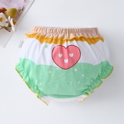 Bé gái in hình cotton bé trai sơ sinh đồ lót dễ thương bốn mùa có thể mặc quần tã Nơ (Xanh)
