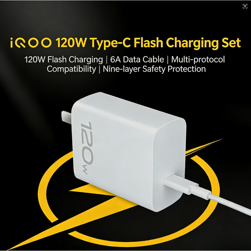 Bộ FlashCharge Vivo iQOO 120W Type-C 1m cho điện thoại iQOO 13 Z9 COD